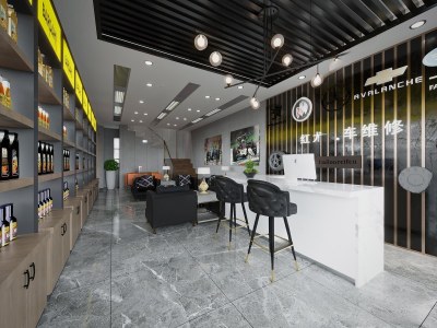 现代汽修店3D模型下载